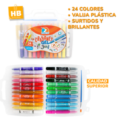 Crayones Gel Ezco 3 En 1 Acuarelables X24 Colores + Pincel - comprar online