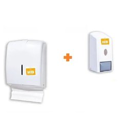 Kit Dispenser de Jabón Liquido + dispenser toallas intercaladas blanco