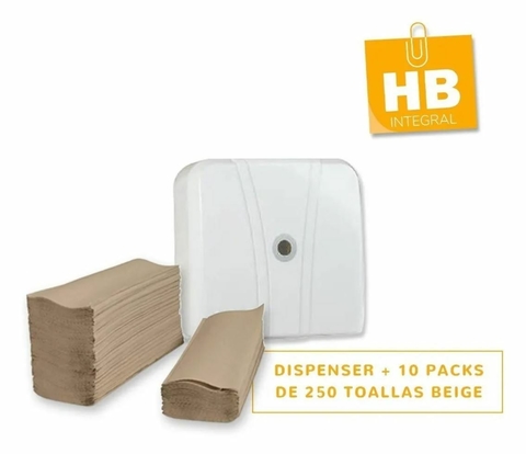 Dispenser Toalla Intercalada + Caja de toallas Beige