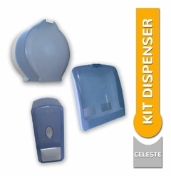 Kit Dispenser - Jabón Liquido -toallas Mano- Papel Higiénico Celeste