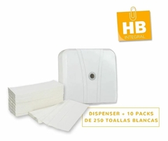 Dispenser Toalla Intercalada + Caja de toallas blancas