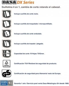 CIZALLA ROTATIVA DASA DX2 -4 en 1- A3 46 cm Cortes Recto/Troquel/Ondas/Plegado - tienda online