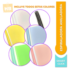 KIT PARA ANILLAR PERFORADORA SMART CLICK + 6 ESPIRALES A4 COLOR