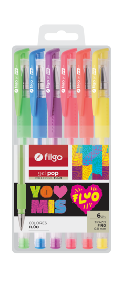 Boligrafo Lapicera Roller Filgo Gel Pop Fluo X6 Colores