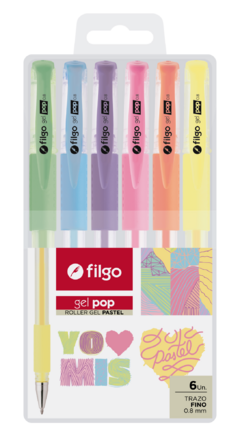 Boligrafo Lapicera Roller Filgo Gel Pop Pastel X6 Colores