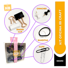 Set De Oficina Ibicraft Tendance Kit Clip + Chinche + Binder + Banda Elastica Colores! - comprar online