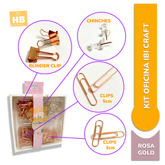 Set De Oficina Ibicraft Tendance Kit Clip + Chinche + Binder Rose Gold - comprar online