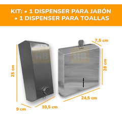 Dispenser Acero Inoxida Toalla Intercalada + Jabon Liquido - comprar online