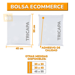 bolsa sobre ecommerce con adhesivo blanca - TRIPLE CAPA - calidad premium 45x55 +5CM - HB Integral - Todo en un solo lugar!