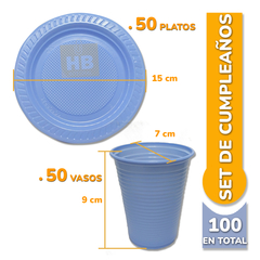 50 Platos Y 50 Vasos Descartables Colores Set Cumpleaños en internet