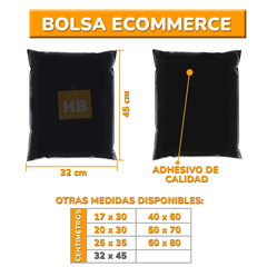 SOBRES BOLSAS E-COMMERCE C/ADHESIVO 32x45 90 MIC. NEGRO x100