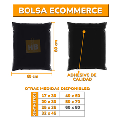 Bolsa Sobre Ecommerce NEGRAS Adhesivo Inviolable 60X80 - HB Integral - Todo en un solo lugar!