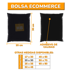 SOBRES BOLSAS E-COMMERCE C/ADHESIVO 20x30 90 MIC. NEGRO x100 en internet