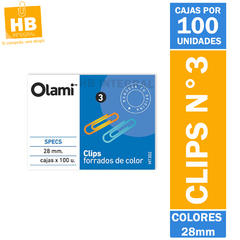 Clips de colores - Nº 3 28mm - Caja x 100U