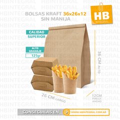 Imagen de Bolsas para delivery -36x26x13 - Kraft Marrón N4