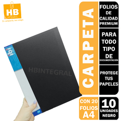 CARPETA CON FOLIOS A4 20 FOLIOS - HB Integral - Todo en un solo lugar!