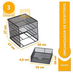 ORGANIZADOR ESCRITORIO METAL MINI CAJONERA 3 Cajones 17x17cm en internet