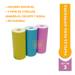 Papel Para Mini Impresora Inalambrica Set X3 Colores Pastel - comprar online