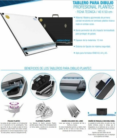 Tablero Dibujo Tecnico Plantec 40x50 + Paralela + Maletin - tienda online