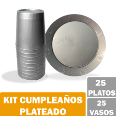 Kit Platos Y Vasos Plástico Rígido Fiestas Cumpleaños - comprar online