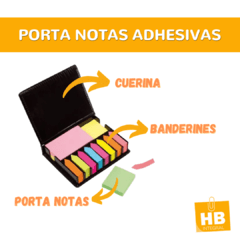 Porta Notas Adhesivas Cuerina 1091 + Banderitas + Tacos Para Escritorio - HB Integral - Todo en un solo lugar!