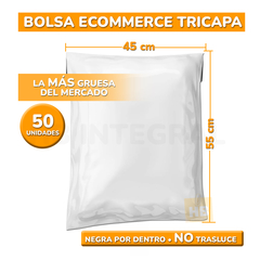 bolsa sobre ecommerce con adhesivo blanca - TRIPLE CAPA - calidad premium 45x55 +5CM