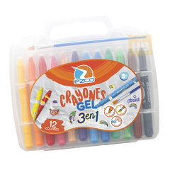Crayones Gel Ezco 3 En 1 Acuarelables X12 Colores + Pincel