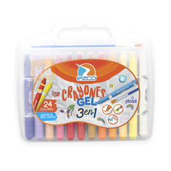 Crayones Gel Ezco 3 En 1 Acuarelables X24 Colores + Pincel