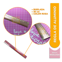 Regla De Aluminio Ibi Craft Para Corte 30cm Rosa en internet