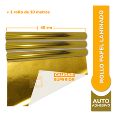 Rollo Papel Laminado Autoadhesivo Metalizado 0.45x10 Mts - HB Integral - Todo en un solo lugar!