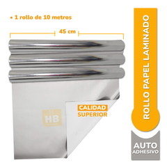 Rollo Papel Laminado Autoadhesivo Metalizado 0.45x10 Mts - comprar online