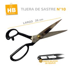 Tijera De Sastre Costura Corta Telas N10 26cm + Hilacha Hilo