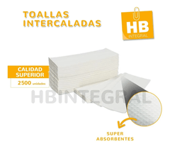 TOALLAS INTERCALADAS PAPEL TISSUE BLANCO PREMIUM 1°CALIDAD 20x24 cm - 2500u