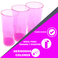 Vasos Colores Trago Largo PP Descartables Opacos y Traslúcidos 280cc