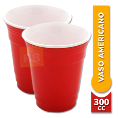 Vaso Americano Plastico Descartable Rojo Azul- 300cc