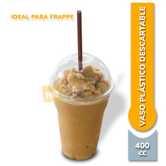 Vaso Con Tapa 400cc Licuados Frappe Cristal Descartable