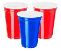 Vaso Americano Plastico Descartable Rojo Azul- 300cc