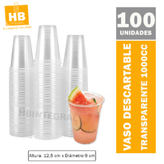 Vaso Plástico Descartable Transparente - 1000CC