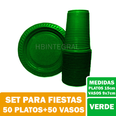 50 Platos Y 50 Vasos Descartables Colores Set Cumpleaños en internet