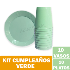 Kit Platos Y Vasos Plástico Rígido Fiestas Cumpleaños