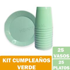 Kit Platos Y Vasos Plástico Rígido Fiestas Cumpleaños - comprar online