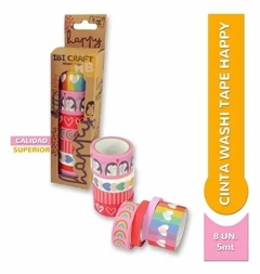 Cinta Washi Tape HAPPY con Motivos Decorativos Hermosos Diseños. 8 un x 5 mt - comprar online