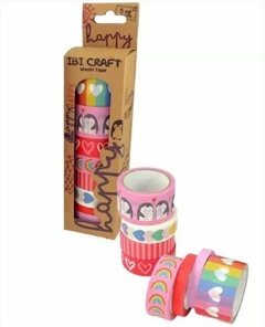 Cinta Washi Tape HAPPY con Motivos Decorativos Hermosos Diseños. 8 un x 5 mt en internet