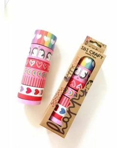 Cinta Washi Tape HAPPY con Motivos Decorativos Hermosos Diseños. 8 un x 5 mt - HB Integral - Todo en un solo lugar!