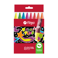 Crayones De Cera Filgo X 8 Colores Fluo Neon Escolar