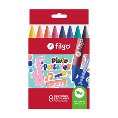 Crayones De Cera Escolar Filgo X8 Colores Surtidos Perlados