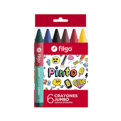 Crayones De Cera Filgo Pinto Jumbo Gruesos X 6 Colores