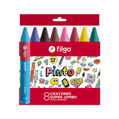 Crayones Filgo Pinto Super Jumbo Estuche X8 Colores