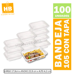 Bandejas 105 PP Con Tapas Rectangulares Aptas para Microondas Linea Premium - tienda online