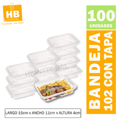 Bandejas 102 PP Con Tapas Rectangulares Aptas para Microondas Linea Premium - comprar online
